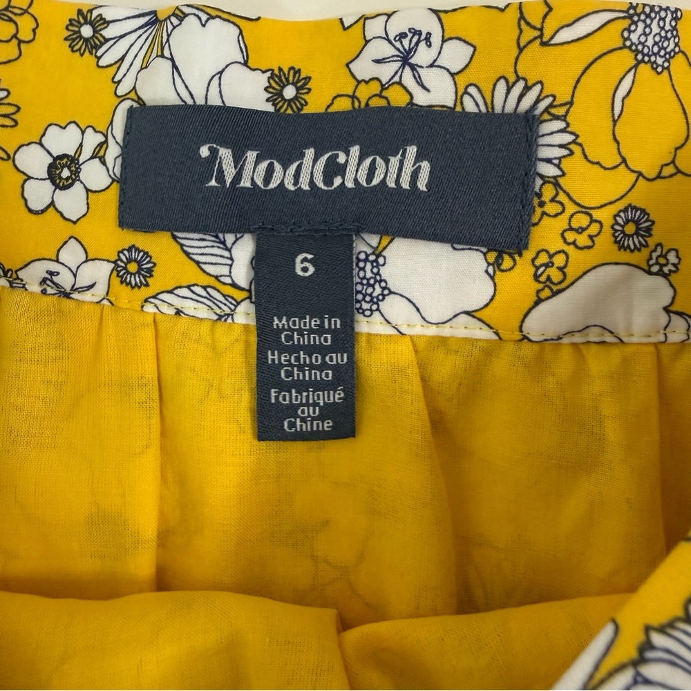 NWT ModCloth “Days In Doll Valley” Yellow Daisy Print Floral Tiered Skirt Size 6 - Picture 13 of 15